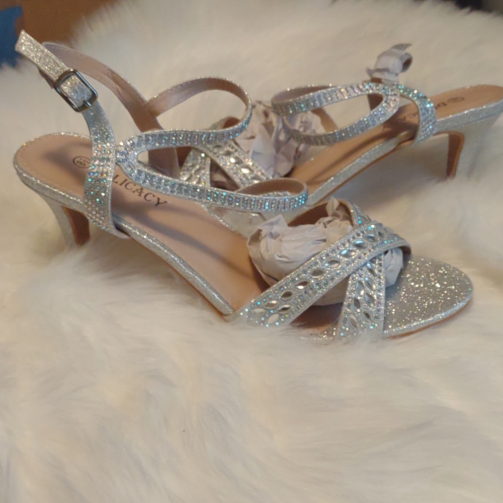 Brand New Silver Rhinestone Heels